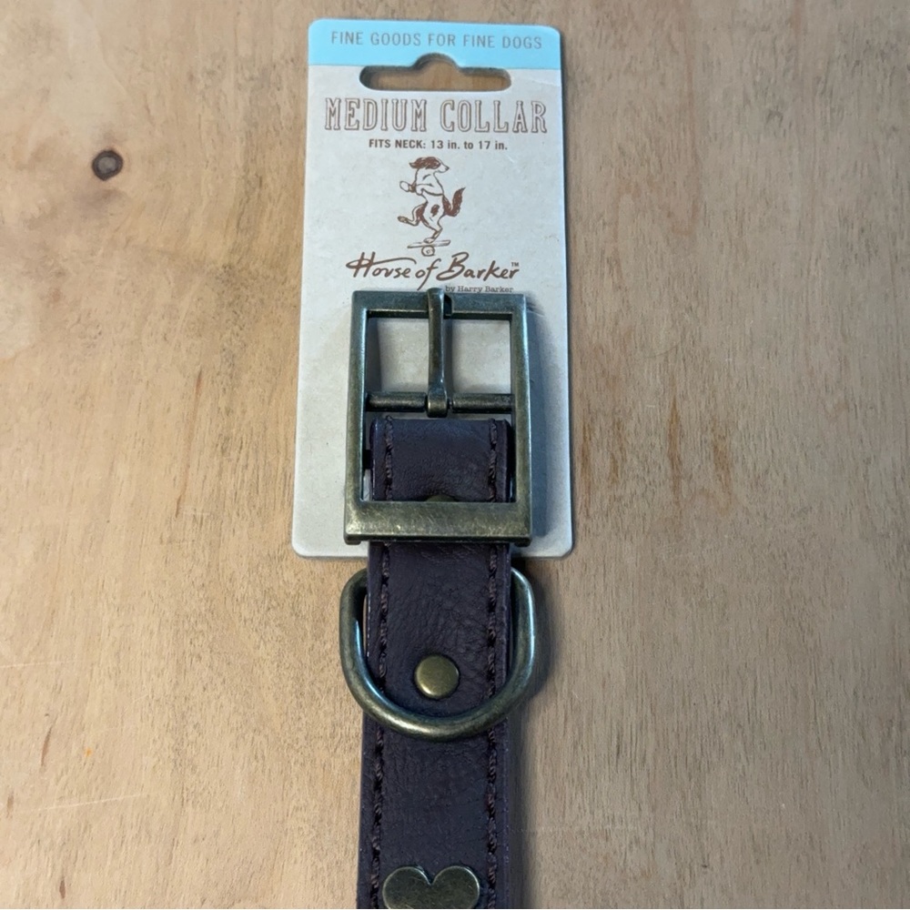 New NWT House of Barker Brown Medium Dog Bone Collar